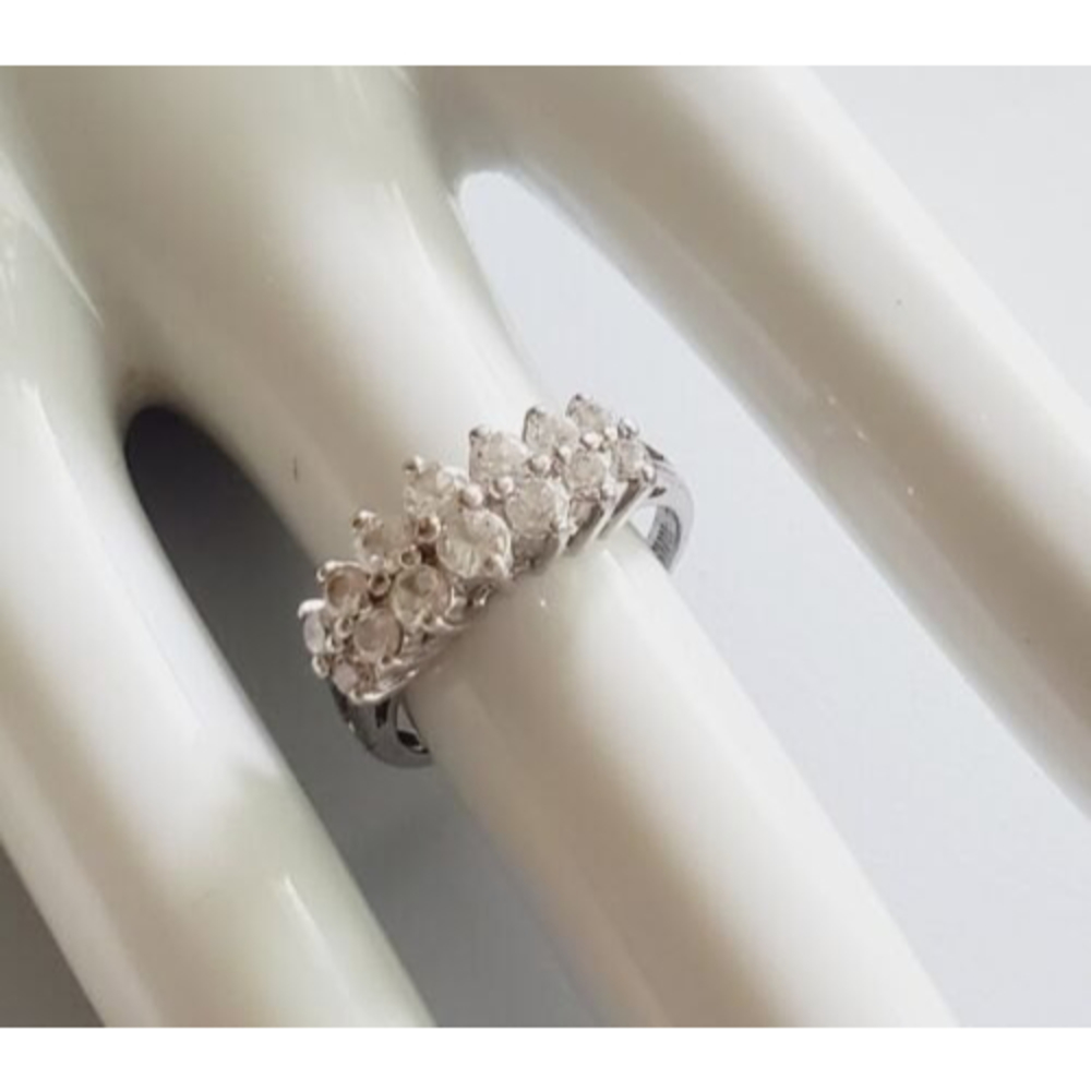 ROSS SIMON 925 Sterling Silver - Shiny Cubic Zirconia Band Ring Sz 7